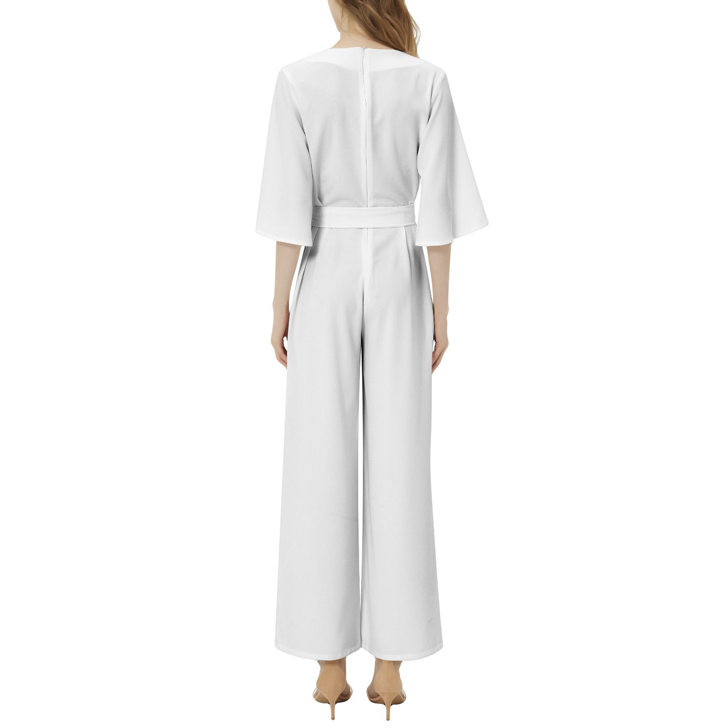 Dolman Sleeve Belted Wide Leg Jumpsuit