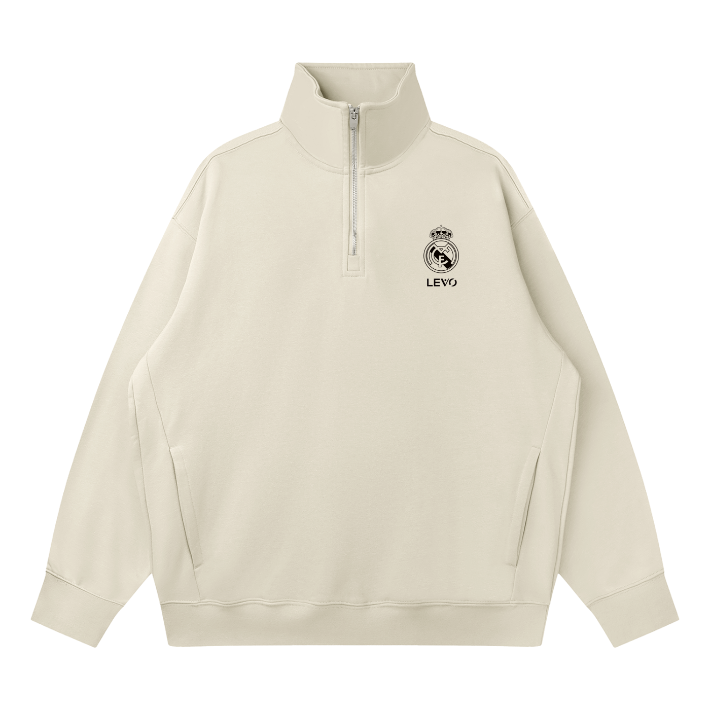 Levo Quarter-Zip Drop Shoulder Sweatshirt with Real Madrid logo
