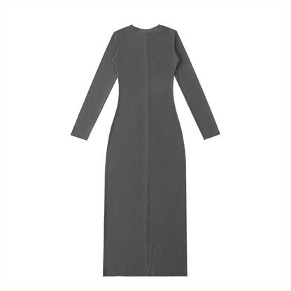 LeVo Dyed Washed Slit Maxi Dress