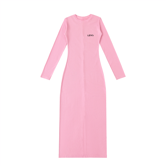 LeVo Dyed Washed Slit Maxi Dress