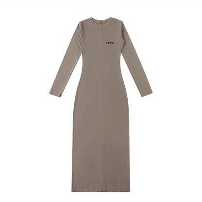 LeVo Dyed Washed Slit Maxi Dress