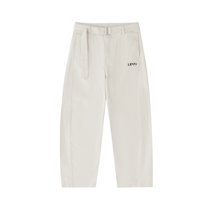 Belted Barrel-leg Chino Pants