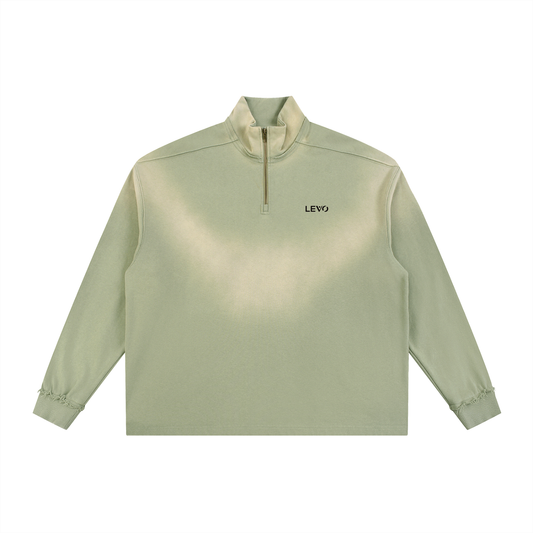 Sun Fade Raw Edge Quarter-Zip Sweatshirt