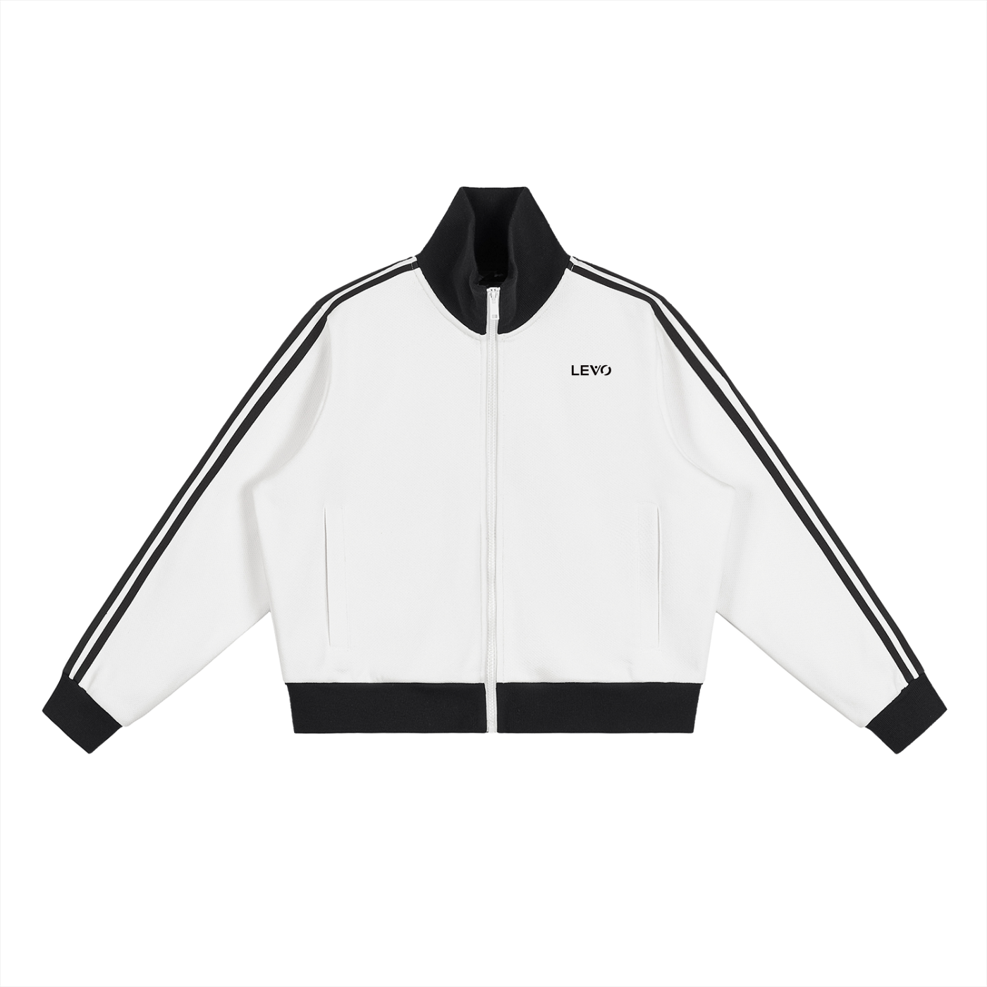 Contrast Side Stripe Fleece Cropped Track Jacket