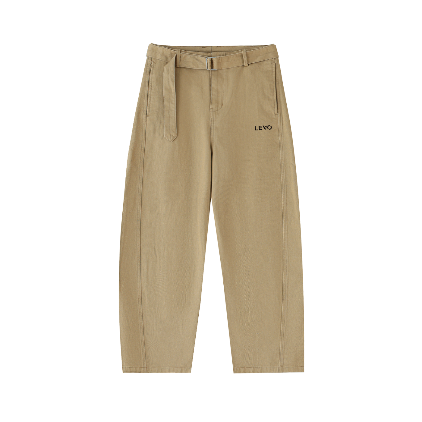 Belted Barrel-leg Chino Pants