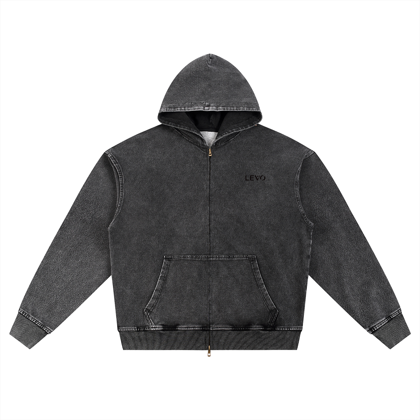 Snow Wash Oversized Zip-Up Hoodie
