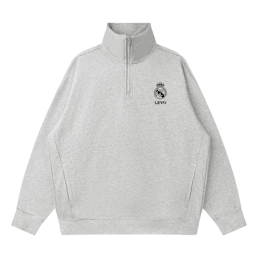 Levo Quarter-Zip Drop Shoulder Sweatshirt with Real Madrid logo