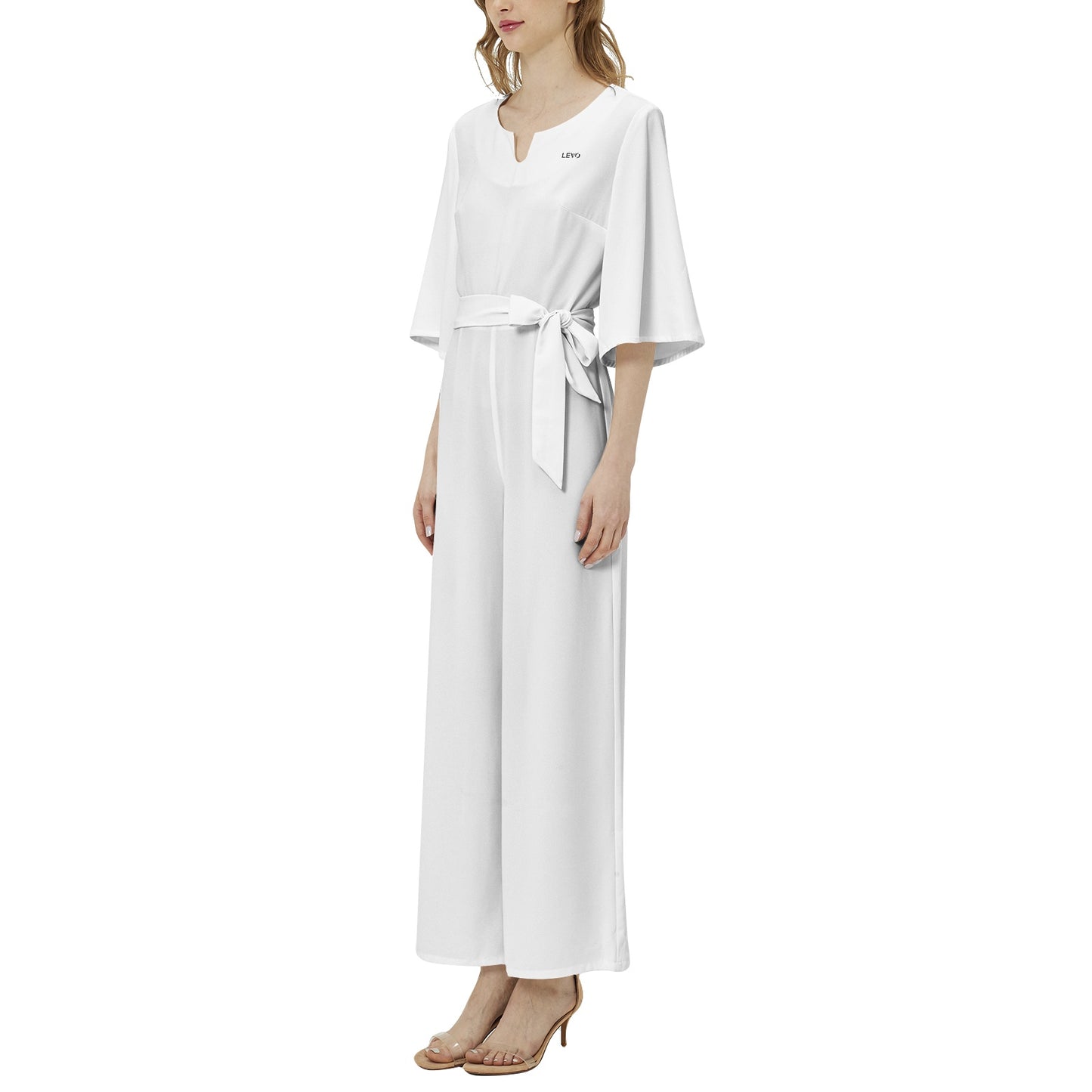 Dolman Sleeve Belted Wide Leg Jumpsuit