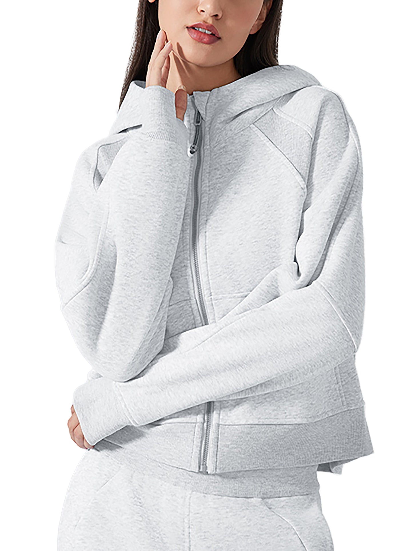 Cropped Zip-Through Hoodie
