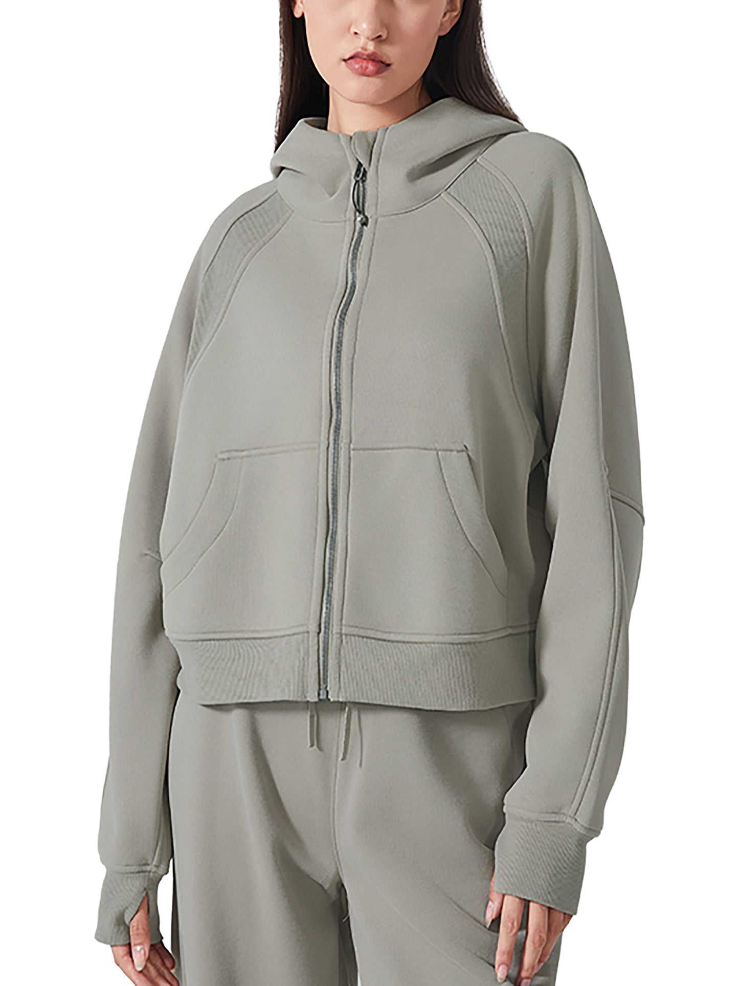 Cropped Zip-Through Hoodie