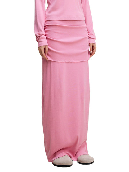 Dyed Washed Straight Hip-Hugging Slim Maxi Skirt