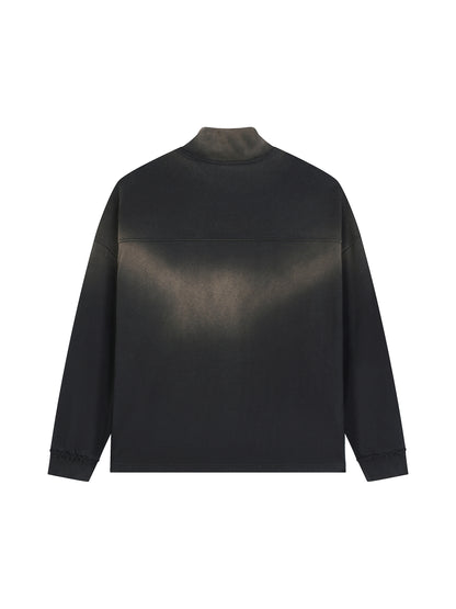 Sun Fade Raw Edge Quarter-Zip Sweatshirt