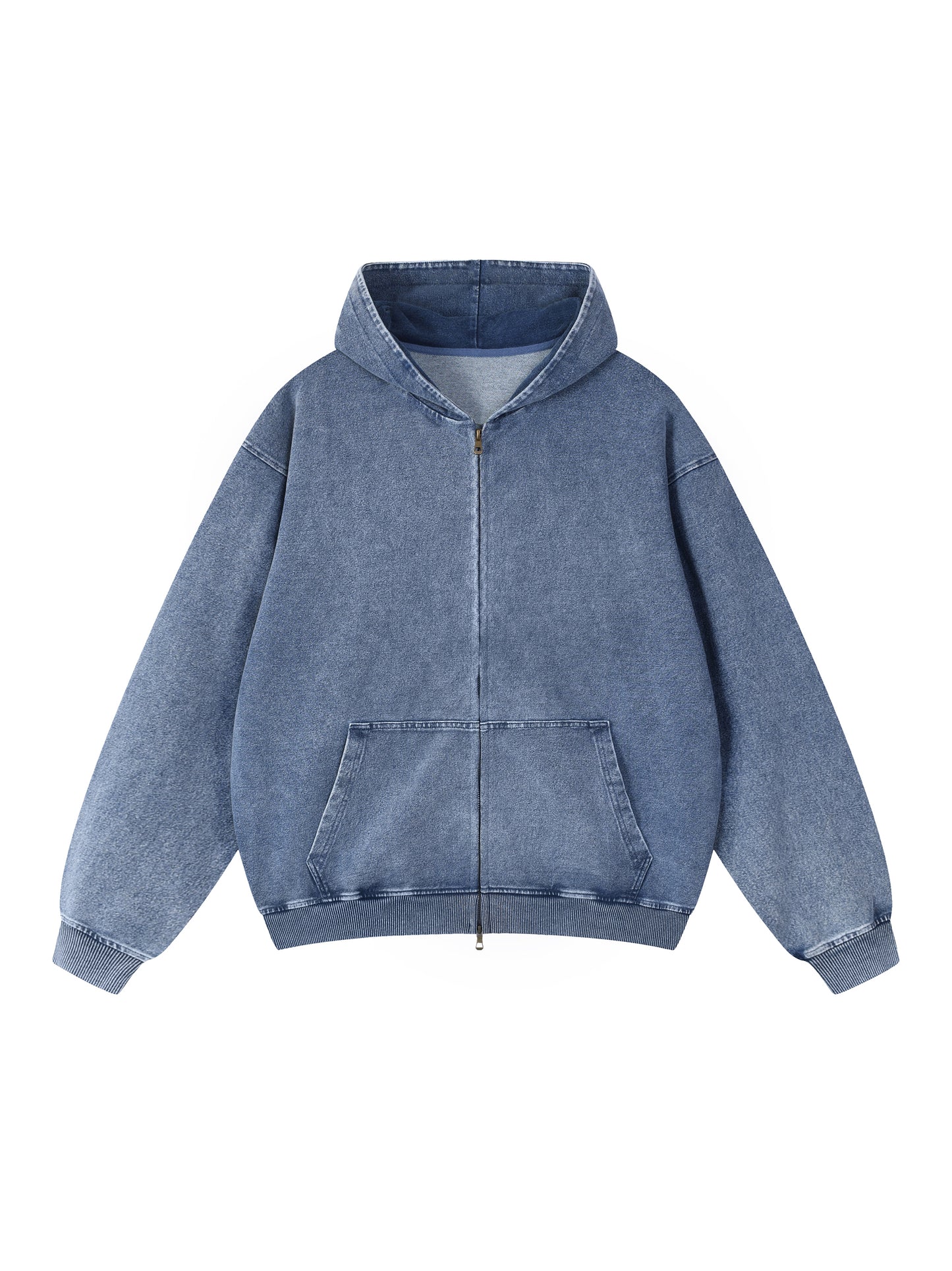 Snow Wash Oversized Zip-Up Hoodie